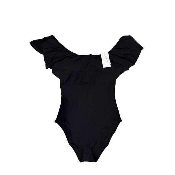 Trina Turk womens Black Monaco Ruffle One Piece Swimsuit size 6 list $154 - Picture 5 of 9